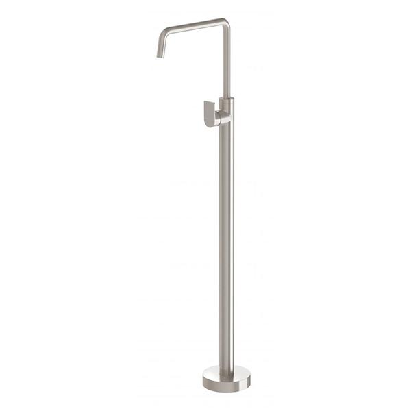 Phoenix Mekko floor mounted bath mixer tap in brushed nickel, freestanding bath filler with curved spout