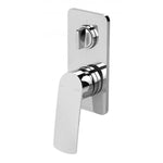 Phoenix Mekko wall-mounted shower and bath diverter mixer in polished chrome with rectangular backplate and lever handle
