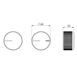 Phoenix Axia chrome wall top assembly technical drawing, showing round wall plate and side profile with dimensions.