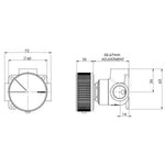 Phoenix Axia shower/wall mixer technical drawing in chrome, showing front and side views with dimensions and concealed backplate