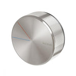 Phoenix Axia brushed nickel shower/wall mixer with round dial handle and red/blue indicators