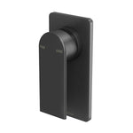 Phoenix Teel shower wall mixer in matte black, wall-mounted with slim rectangular plate and low-profile handle