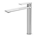 Phoenix Teel vessel mixer in chrome, tall basin tap with square spout and lever handle on white background