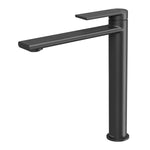 Phoenix Teel vessel mixer in matte black, tall hob-mounted basin tap with slim rectangular spout and handle