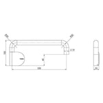 Phoenix Designer Swivel Bath Outlet technical drawing, round brushed gold wall-mounted bath spout with dimensions shown
