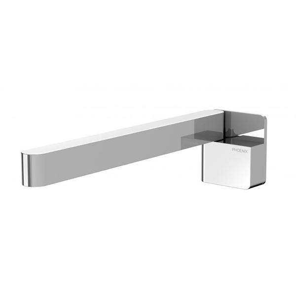 Phoenix Designer square swivel bath outlet, chrome finish, wall-mounted with 230mm spout