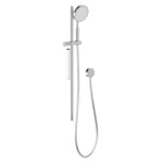 Phoenix NX IKO chrome rail shower with round hand piece and hose on white background