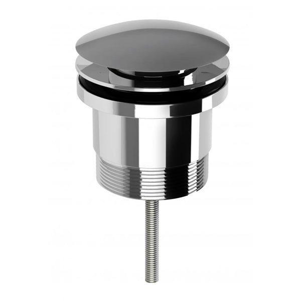 Phoenix Universal pop-up plug and waste, polished chrome, round top, front view on white background