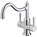 Phoenix Nostalgia twin handle sink mixer tap with shepherds crook spout, chrome finish, front view