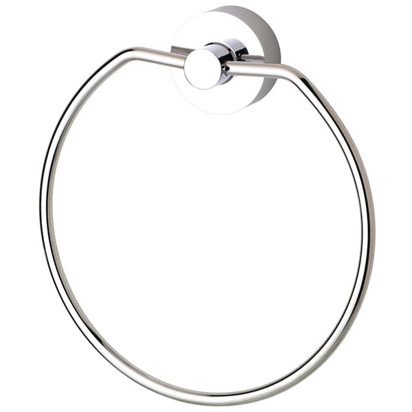 Phoenix Vivid chrome hand towel holder with circular ring and wall mount on white background