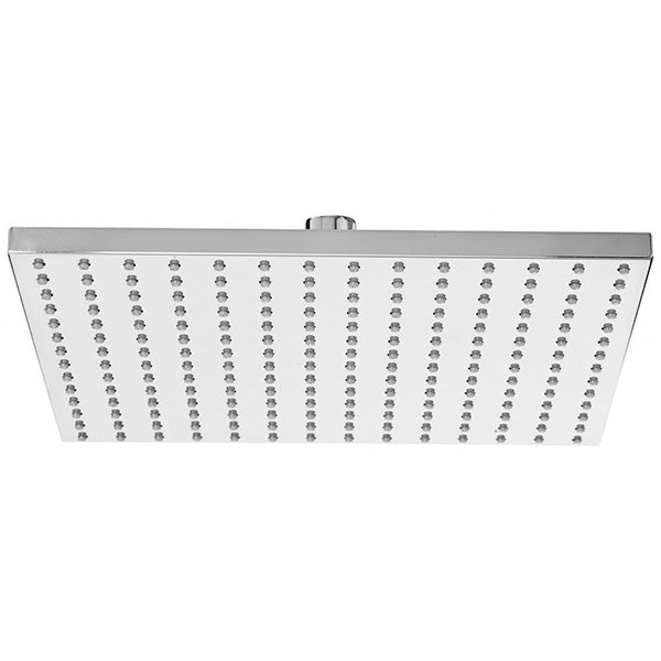 Phoenix Lexi square chrome shower rose, 250mm, front view, shower head only