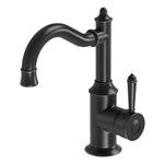 Phoenix Nostalgia basin mixer tap in antique black with shepherds crook spout, side lever and hob-mounted design