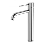Phoenix Vivid Slimline chrome vessel mixer tap with curved outlet and slim lever handle, front view on white background