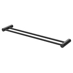Phoenix Vivid Slimline double towel rail in matte black, straight two-rail design, angled on white background