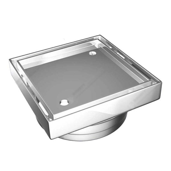 ART Australia Bermuda chrome tile insert floor waste, square stainless steel grate with recessed tile insert