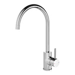 Phoenix Pina chrome gooseneck sink mixer tap with 200mm high swivel spout, side lever and round base