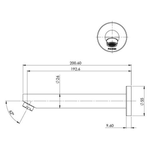 Phoenix Pina wall bath/basin outlet technical drawing in chrome, 180mm spout with dimensions and 52° angle shown