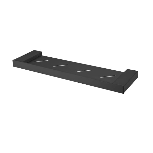 Nero Celia wall shelf, matte black metal bathroom shelf with sleek rectangular design