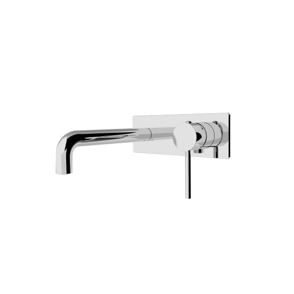 Nero Dolce chrome wall basin/bath mixer with square wall plate and slim lever handle, side view
