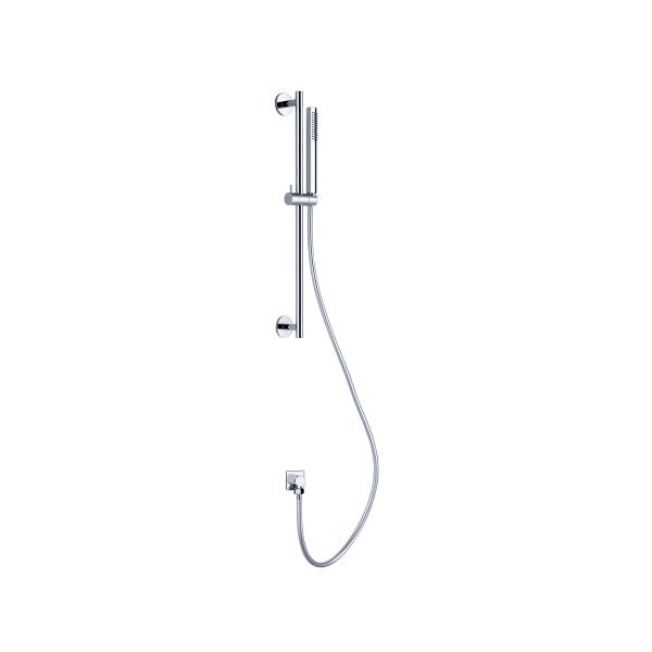 Nero Dolce chrome shower rail with slim hand shower and hose, wall-mounted, shown front on white background