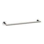 Nero Dolce single towel rail in chrome, 900mm, wall-mounted with round backplates on white background