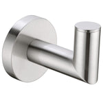 Nero Dolce robe hook in brushed nickel, wall-mounted bathroom accessory with round backplate and cylindrical hook