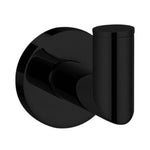 Nero Dolce robe hook in matte black, round wall-mounted bathroom accessory with sleek cylindrical hook and circular backplate