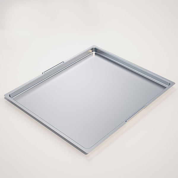 Caroma Compass stainless steel rectangular BBQ tray, shown in a top view on a light background