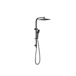 Nero Celia square twin shower set in matte black with overhead rain head and handheld shower on rail
