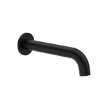 Clark round basin/bath outlet spout in matte black, 180mm reach, wall-mounted with curved outlet