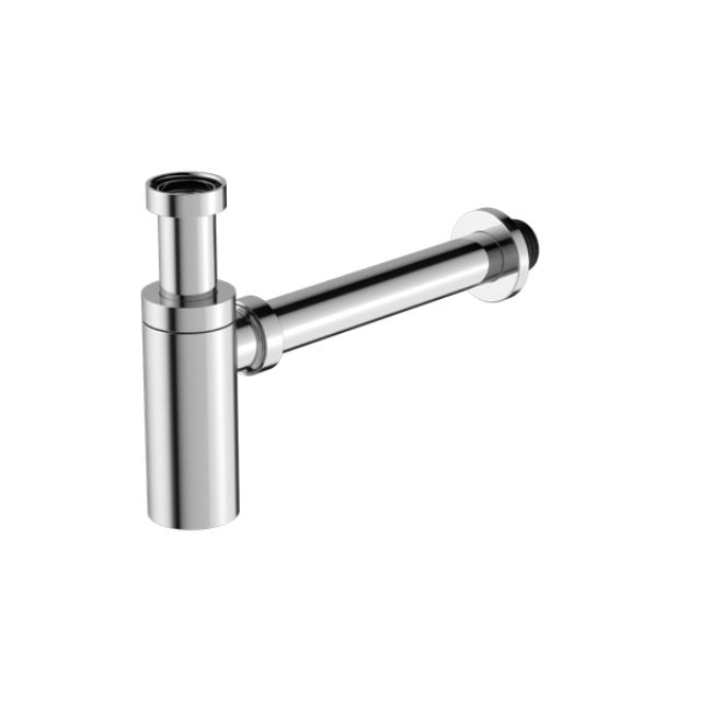 Nero 40mm round bottle trap in chrome, with exposed basin pipe design