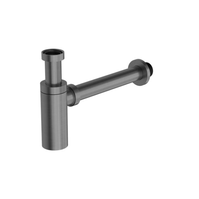 Nero 40mm round bottle trap in gun metal finish, shown on white background
