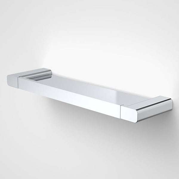 Caroma Luna chrome metal bathroom shelf, 420mm, wall-mounted with minimalist rectangular design