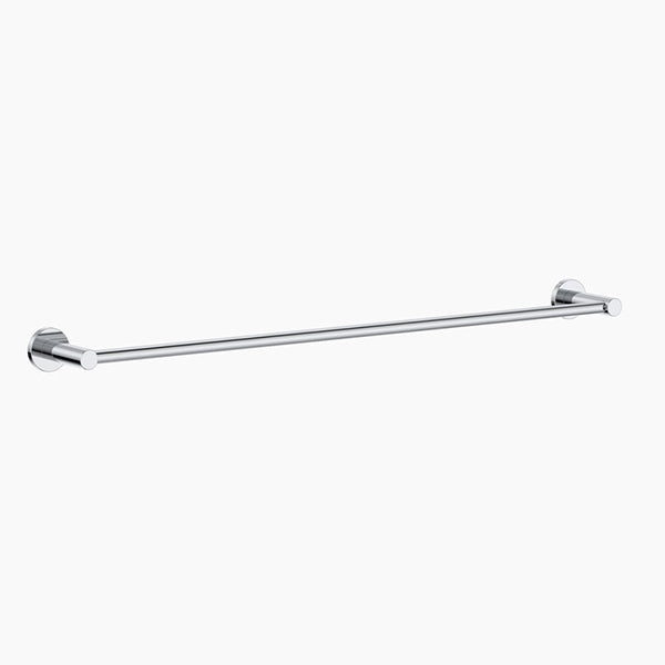 Clark Round single towel rail in chrome, shown in a front view on a white background