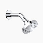 Clark round fixed shower head with arm, chrome finish, wall-mounted