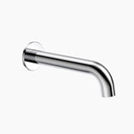 Clark round chrome basin/bath outlet spout, wall-mounted with 220mm reach and curved round profile