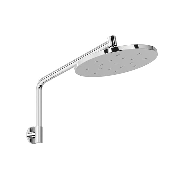 Phoenix Ormond high-rise shower arm and round rose in chrome, wall-mounted with a large overhead shower head