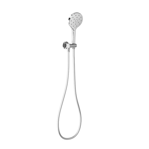 Phoenix Oxley chrome hand shower with adjustable wall bracket and hose, shown front on white background