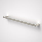 Caroma Luna 630mm single towel rail in brushed nickel, wall-mounted with slim straight bar and concealed fixings