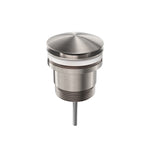 Nero Universal pop up basin waste in brushed nickel, shown front-on on white background