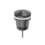 Nero Universal pop up basin waste in gunmetal, with domed cap and threaded fitting, front view on white background