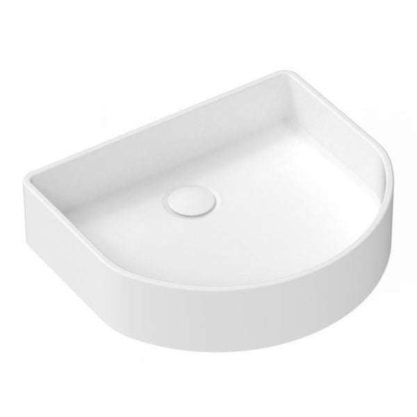 ADP Arch Smooth above counter basin, gloss white ceramic, arch shape, no tap hole, top view