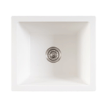 ADP Bellevue small rectangular sink in matte white, top view with centre waste hole