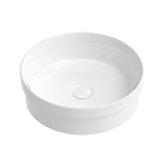 ADP Chandler round semi inset basin in gloss white ceramic, shown from above with no tap hole