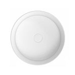 ADP Chandler round semi inset basin in gloss white ceramic, top view, 398mm, no tap hole