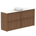 ADP Eli floor standing vanity in Boston Oak with Caesarstone top and white basin, four-drawer freestanding style