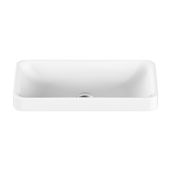 ADP Faith white solid surface rectangular inset basin, front view