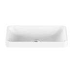 ADP Faith white solid surface rectangular inset basin, front view