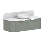 ADP 900mm centre bowl vanity in sage green with white benchtop and round bowl basin