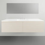 ADP Glacier Lite wall hung slim vanity with ceramic top, concrete finish, centre bowl and two drawers
